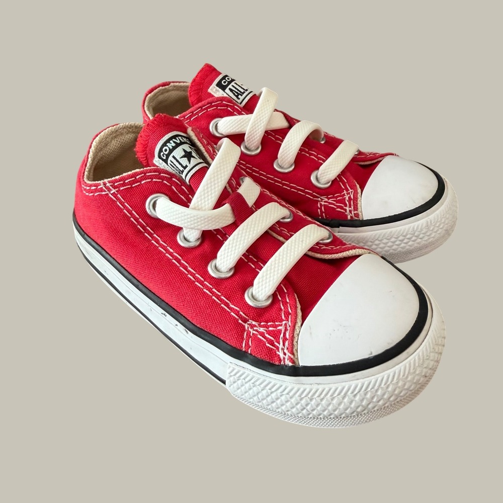 Converse Chuck Taylor All Star Red Low Top Sneakers Infant Size 6‎ 7J236